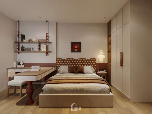 Thiết kế nội thất phòng ngủ chung cư phong cách Mid-century - Vẻ Đẹp Đến Từ Sự Chỉn Chu - Khai Sơn City